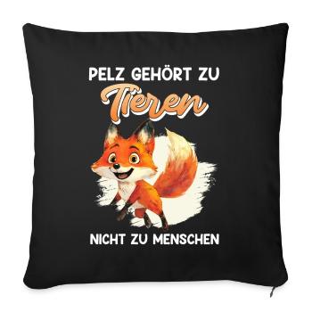 Bien-être animal : LA FOURRURE APPARTIENT AUX ANIMAUX, PAS AUX HUMAINS - Housse de coussin décorative 45 x 45 cm - noir - Devant