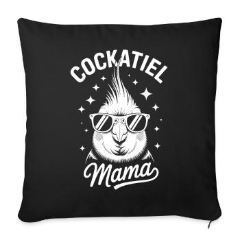 calopsitte disant maman calopsitte cadeau - Housse de coussin décorative 45 x 45 cm - noir - Devant