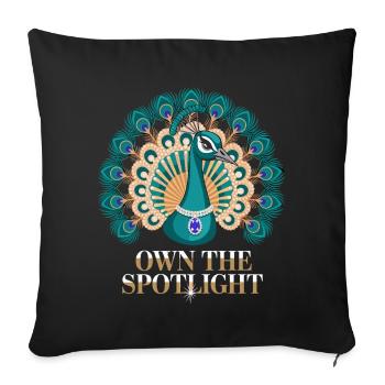 Peacock motif: Own The Spotlight with elegance and - Sofa pillowcase 17,3'' x 17,3'' (45 x 45 cm) - black - Front