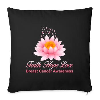 T-shirt de sensibilisation Cancer Faith Hope Love - Housse de coussin décorative 45 x 45 cm - noir - Devant