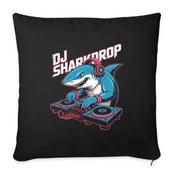DJ Sharkdrop Hai DJ Turntable EDM Rave Club - Sofa pillowcase 17,3'' x 17,3'' (45 x 45 cm) - black - Front