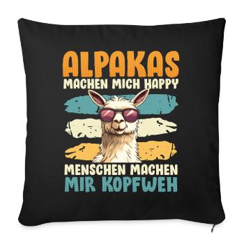 Alpaga Fan ALPAGAS MAKE ME HAPPY Drôle - Housse de coussin décorative 45 x 45 cm - noir - Devant