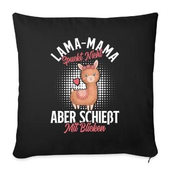 Bientôt maman LLAMA MAMAN NE CRACHE PAS REGARDS - Housse de coussin décorative 45 x 45 cm - noir - Devant