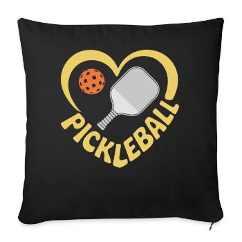 Raquette de pickleball en forme de cœur - Housse de coussin décorative 45 x 45 cm - noir - Devant