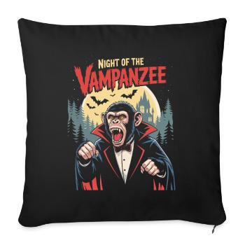 Nuit du Chimpanzé Vampanzee pour Halloween - Housse de coussin décorative 45 x 45 cm - noir - Devant