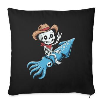 Skeleton cowboy on octopus - Sofa pillowcase 17,3'' x 17,3'' (45 x 45 cm) - black - Front