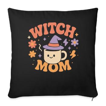 Sorcière Maman Halloween Costume Drôle Dicton - Housse de coussin décorative 45 x 45 cm - noir - Devant