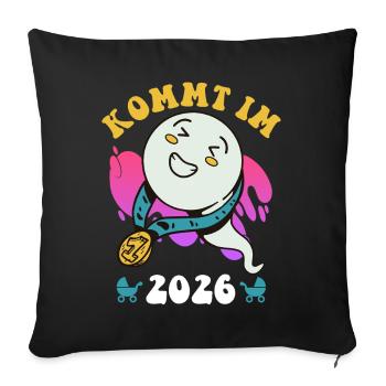 Future maman à venir en 2026 Drôle - Housse de coussin décorative 45 x 45 cm - noir - Devant