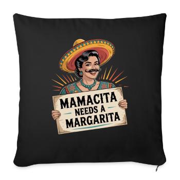 Mamacita a besoin d’une margarita drôle de sombrero - Housse de coussin décorative 45 x 45 cm - noir - Devant