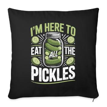 Concombres ici pour manger tous les cornichons - Housse de coussin décorative 45 x 45 cm - noir - Devant