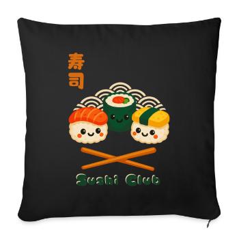 Kawaii Sushi Club Japon Design - Housse de coussin décorative 45 x 45 cm - noir - Devant