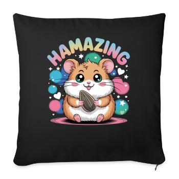 Hamazing Kawaii Hamster Seed Hearts - Housse de coussin décorative 45 x 45 cm - noir - Devant