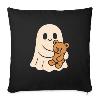 Fantôme câlin avec Teddy - Housse de coussin décorative 45 x 45 cm - noir - Devant