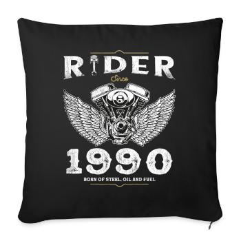 Rider Since 1990 - 35 Years of Road, Oil and Fuel - Sofa pillowcase 17,3'' x 17,3'' (45 x 45 cm) - black - Front
