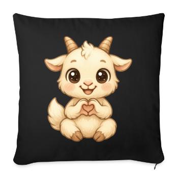 Chèvre mignonne avec des mains en forme de cœur - Housse de coussin décorative 45 x 45 cm - noir - Devant