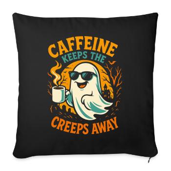 Caffeine Keeps The Creeps Away Ghost Halloween - Sofa pillowcase 17,3'' x 17,3'' (45 x 45 cm) - black - Front