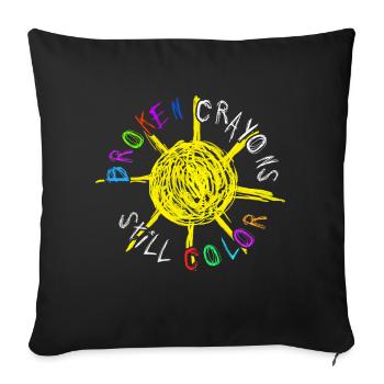 Les crayons cassés colorent encore la sensibilisation à la santé mentale - Housse de coussin décorative 45 x 45 cm - noir - Devant