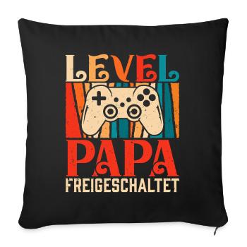 Gambler Dad LEVEL DAD UNLOCKED Retro Funny - Sofa pillowcase 17,3'' x 17,3'' (45 x 45 cm) - black - Front