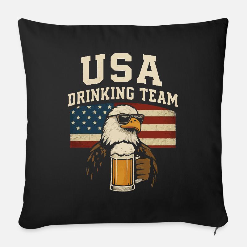 USA Drinker Team - Sofa pillowcase 17,3'' x 17,3'' (45 x 45 cm) - black