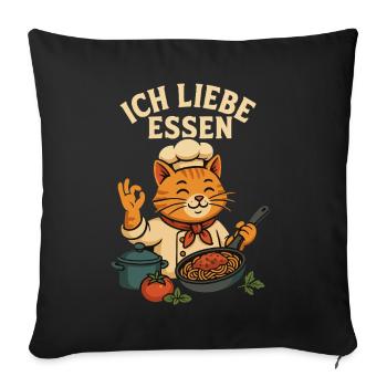 Cat Chef Cooking Pasta Food Cartoon Cat Chef - Sofa pillowcase 17,3'' x 17,3'' (45 x 45 cm) - black - Front