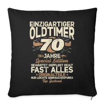 70 Jahre Einzigartiges Klassisches Auto - Sofakissenbezug 45 x 45 cm - Schwarz - Vorne