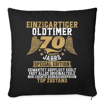 70 Jahre Einzigartiges Klassisches Auto - Sofakissenbezug 45 x 45 cm - Schwarz - Vorne