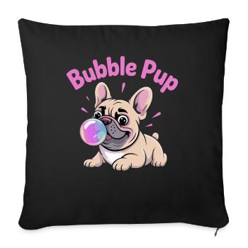 Bubble Pup Bouledogue Français avec bulle de savon - Housse de coussin décorative 45 x 45 cm - noir - Devant