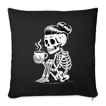 Café Sipper Squelette - Housse de coussin décorative 45 x 45 cm - noir - Devant