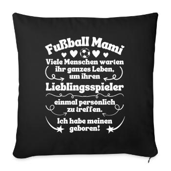 Football Le joueur préféré de maman est né - Housse de coussin décorative 45 x 45 cm - noir - Devant