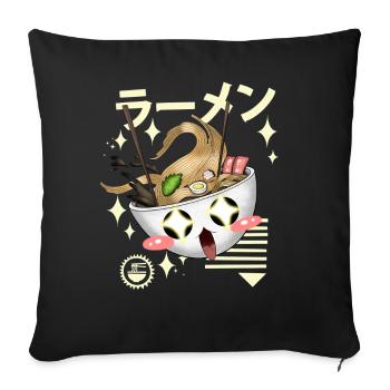 T-shirt anime Kawaii Ramen - Housse de coussin décorative 45 x 45 cm - noir - Devant
