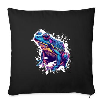 Neon Frog Splash Art - Sofa pillowcase 17,3'' x 17,3'' (45 x 45 cm) - black - Front