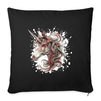 Tête de licorne avec tourbillon de couleur - Housse de coussin décorative 45 x 45 cm - noir - Devant