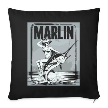 Marlin Pêcheuse Rétro - Housse de coussin décorative 45 x 45 cm - noir - Devant