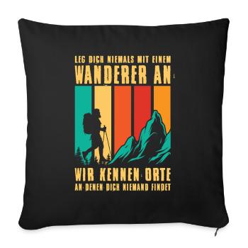 Randonnée Randonneurs Alpinistes - Housse de coussin décorative 45 x 45 cm - noir - Devant