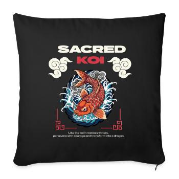 Sacred Koi - Sofa pillowcase 17,3'' x 17,3'' (45 x 45 cm) - black - Front