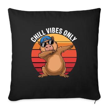 Chill Vibes Only Capybara Dabbing Retro - Sofa pillowcase 17,3'' x 17,3'' (45 x 45 cm) - black - Front
