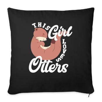 Loutre de mer dessin animé fille - Housse de coussin décorative 45 x 45 cm - noir - Devant