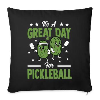 Pickles Pickleball Sport Joueur de Paddleball - Housse de coussin décorative 45 x 45 cm - noir - Devant
