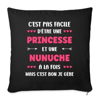 Princess and Nunuche: Manage with Pride - Sofa pillowcase 17,3'' x 17,3'' (45 x 45 cm) - black - Front