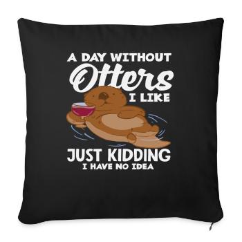 Journée de dessin animé de loutre de mer sans - Housse de coussin décorative 45 x 45 cm - noir - Devant