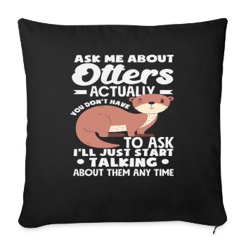 Sea Otter Cartoon Conversation About Otter - Sofa pillowcase 17,3'' x 17,3'' (45 x 45 cm) - black - Front
