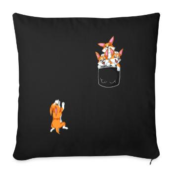 Chemise drôle de corgi style seau à poches - Housse de coussin décorative 45 x 45 cm - noir - Devant