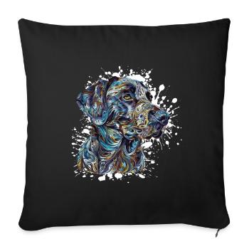 Watercolor Dog Portrait Blue - Sofa pillowcase 17,3'' x 17,3'' (45 x 45 cm) - black - Front