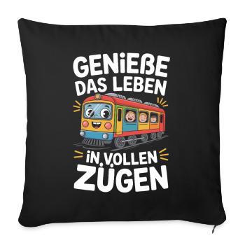 Railway Enjoy life to the fullest Railway - Sofa pillowcase 17,3'' x 17,3'' (45 x 45 cm) - black - Front