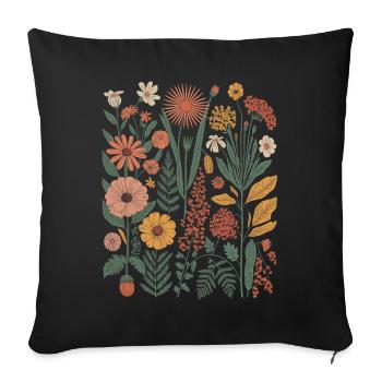 Botanique Diversité Fleur Jardin Prairie Nature - Housse de coussin décorative 45 x 45 cm - noir - Devant