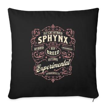 Elfen-Sphinx-Katze - Sofakissenbezug 45 x 45 cm - Schwarz - Vorne