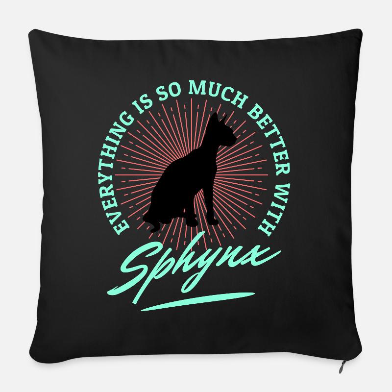 Sphynx Cat lustige Sprüche - Sofakissenbezug 45 x 45 cm - Schwarz
