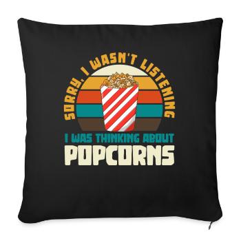 Popcorn rétro disant thé - Housse de coussin décorative 45 x 45 cm - noir - Devant