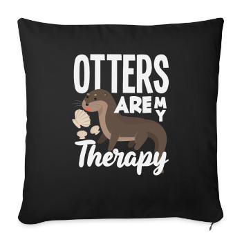 Seeotter Cartoon Therapie - Sofakissenbezug 45 x 45 cm - Schwarz - Vorne