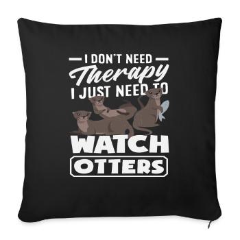 Seeotter Cartoon Therapie Uhr Otter - Sofakissenbezug 45 x 45 cm - Schwarz - Vorne